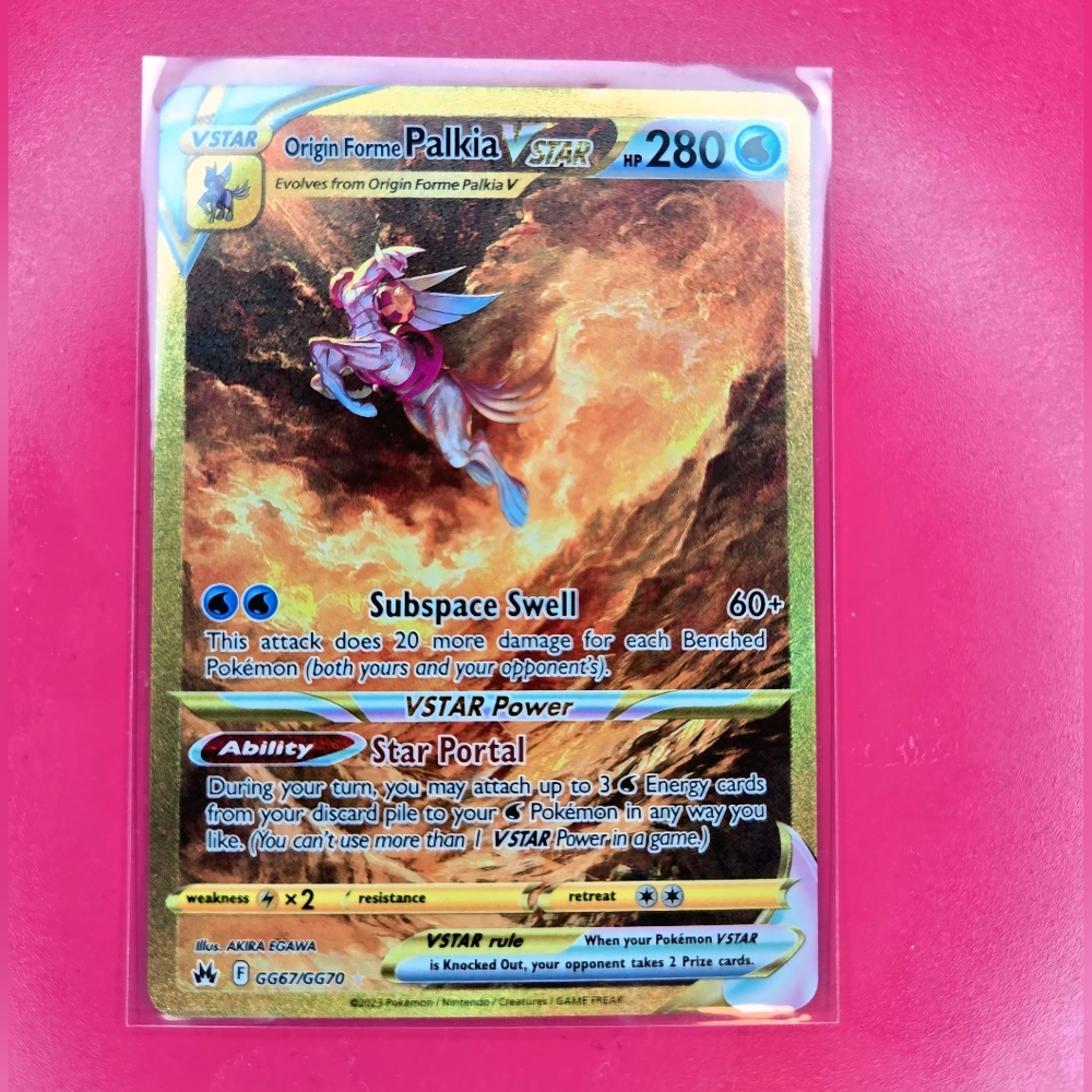 Pokemon VSTAR Palkia Trading Card - Gold and Blue